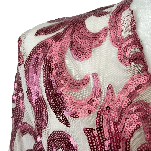 Boho Pink Sequin Glam Mesh Duster Size Small - Picture 3 of 11